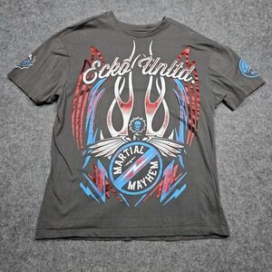 Ecko Unitd T-Shirt Men XL Gray MMA Skull Graphic Tee Outdoor Logo